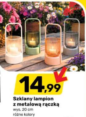 Szklany lampion z metalową rączką