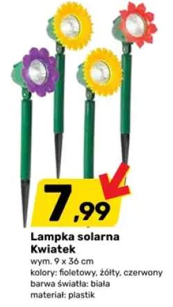 Lampka solarna Kwiatek 9x36cm kolor żółty
