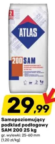 Samopoziomujący podkład podłogowy Atlas SAM 200 25kg gr. wylewki 25-60mm