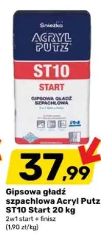 Gipsowa gładź szpachlowa Śnieżka Acryl Putz ST10 Start 20kg 2w1 start + finisz