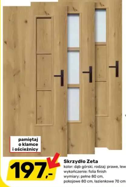 Skrzydło Zeta dąb górski folia finish pełne 80cm