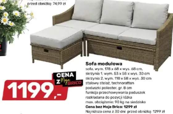 Sofa modułowa technorattan 178x68x68cm