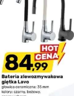 Bateria zlewozmywakowa giętka Lavo głowica ceramiczna 35mm kolor czarny+chrom