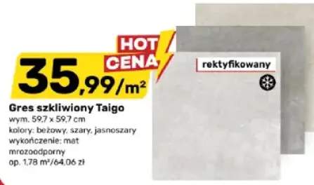 Gres szkliwiony Taigo rektyfikowany 59,7x59,7cm kolor beżowy