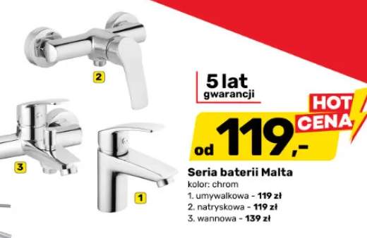 Bateria natryskowa Malta +2 warianty