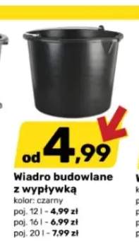 Wiadro budowlane z wypływką czarne 12 l