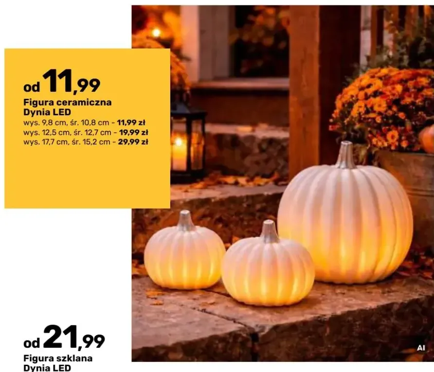 Figura ceramiczna Dynia LED śr. 10,8 cm +2 warianty