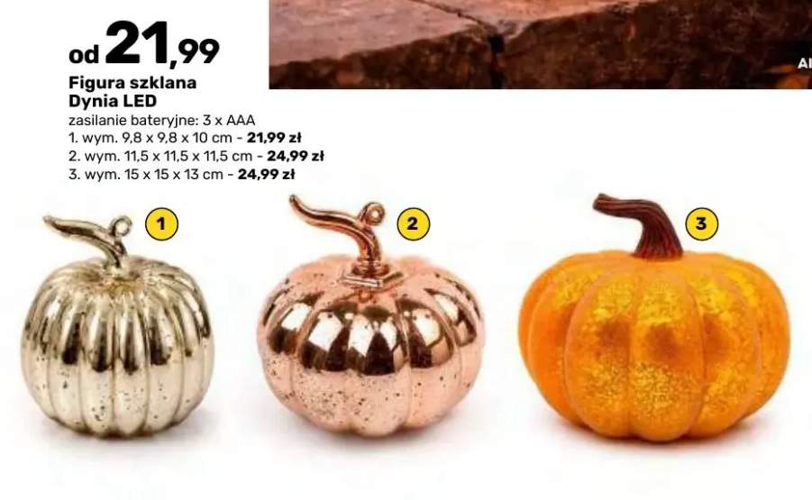 Figura szklana Dynia LED wym. 9,8x9,8x10 cm