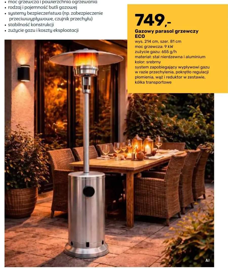 Gazowy parasol grzewczy Eco