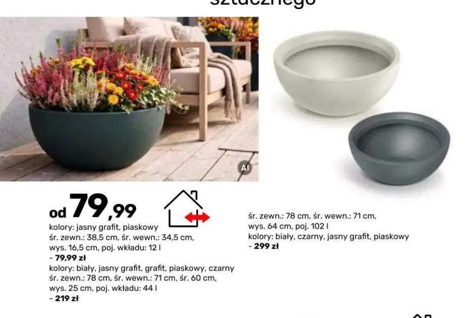 Donica z tworzywa sztucznego okrągła 12 l