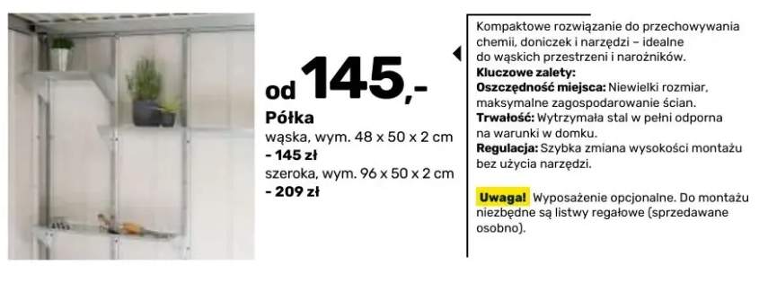 Półka wąska 48x50x2 cm +1 wariant