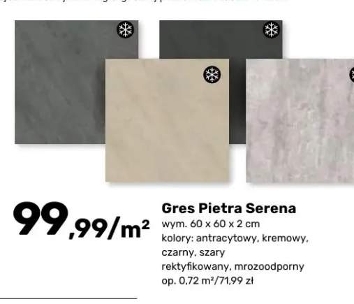 Gres Pietra Serena czarny 60x60x2 cm +3 warianty