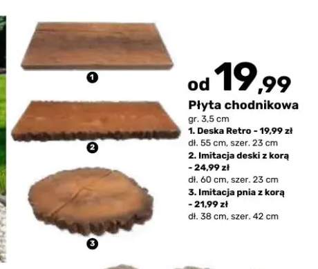 Płyta chodnikowa Imitacja deski z korą +2 warianty