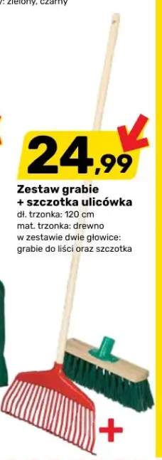 Zestaw grabie i szczotka ulicówka trzonek 120 cm