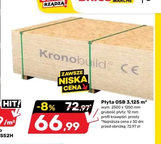 Płyta OSB Kronobuild 3,125m² 2500x1250x12 mm