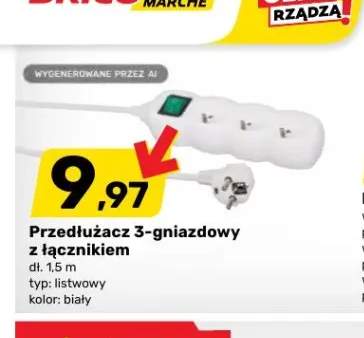 Przedłużacz 3-gniazdowy z łącznikiem 1,5 m