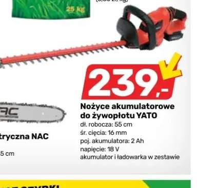 Nożyce akumulatorowe do żywopłotu Yato 55 cm 18V 2Ah