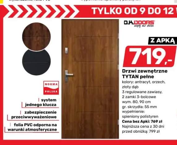 Drzwi zewnętrzne O.K.DOORS Tytan pełne antracyt