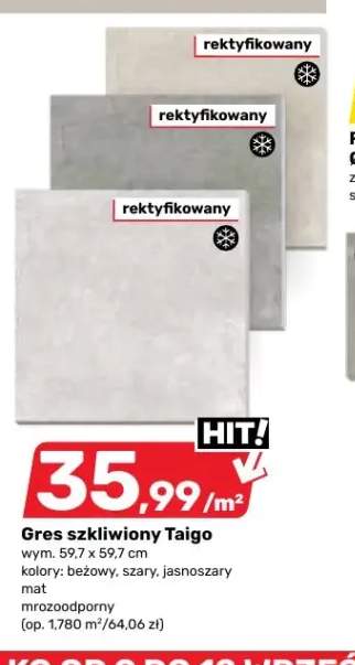 Gres szkliwiony Taigo beżowy mat mrozoodporny rektyfikowany