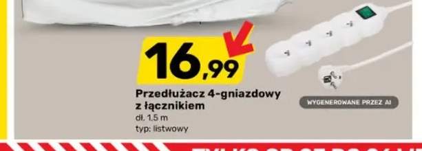 Przedłużacz 4-gniazdowy z łącznikiem 1,5 m