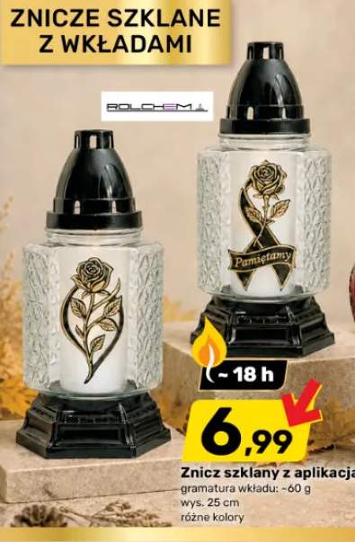 Znicz szklany z aplikacją Rolchem