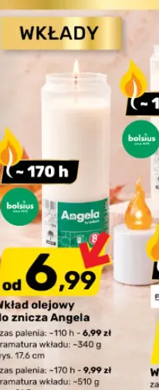 Wkład olejowy do znicza Angela 110h Bolsius +1 wariant