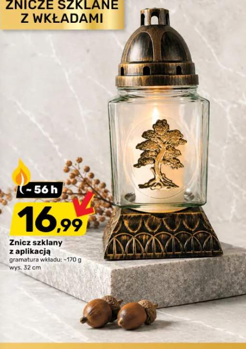 Znicz szklany z aplikacją