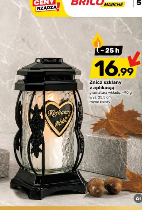 Znicz szklany z aplikacją