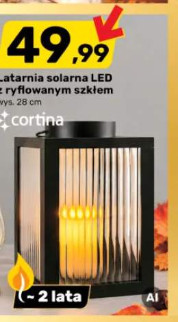 Latarnia solarna LED z ryflowanym szkłem wys. 28 cm Cortina