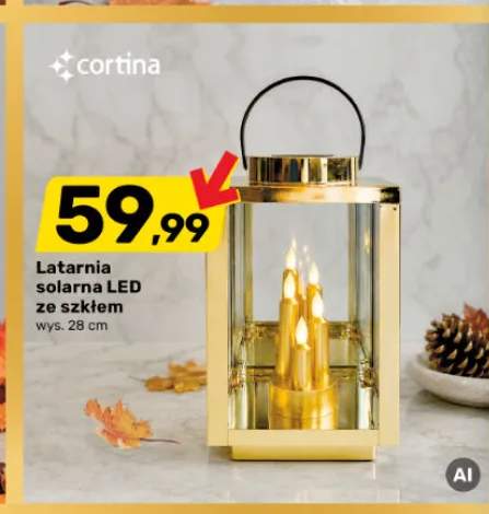 Latarnia solarna LED ze szkłem wys. 28 cm Cortina