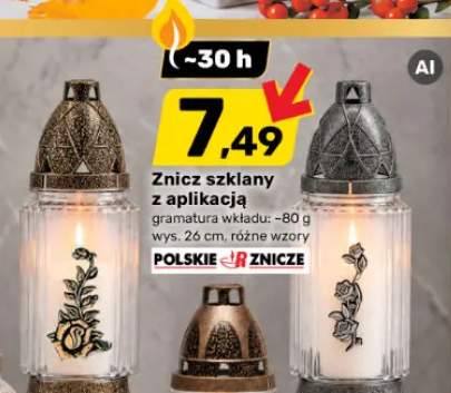 Znicz szklany z aplikacją Polskie Znicze