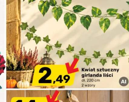 Kwiat sztuczny girlanda liści