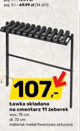 Ławka składana na cmentarz 11 żeberek