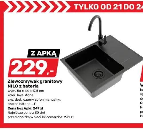 Zlewozmywak granitowy Nilo z baterią