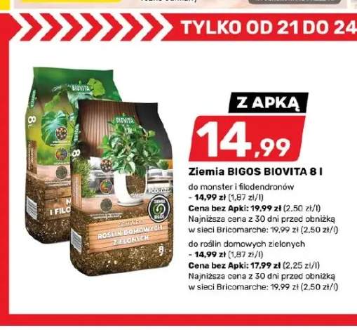 Ziemia do roślin domowych zielonych Bigos Biovita +1 wariant
